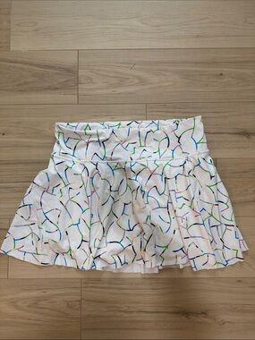 Athleta White Ace tennis Skort with Multicolor Circle Line Print - 15.5 in